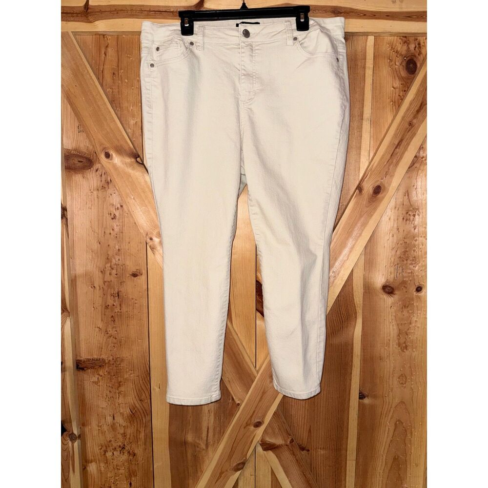 d.jeans Off White Cream High Rise Ankle Crop Jeans Size 16W Capsule Minimalist